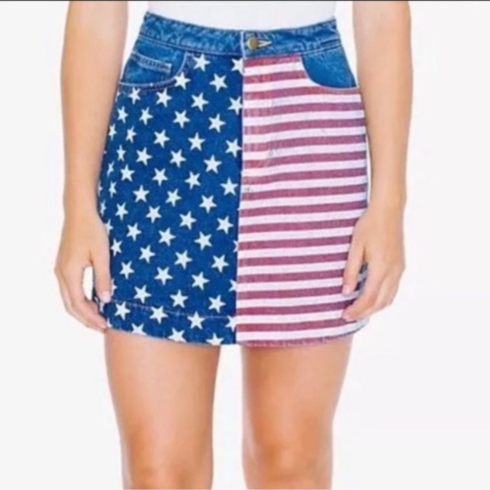 American Apparel Stars and Stripes flag denim skirt xs